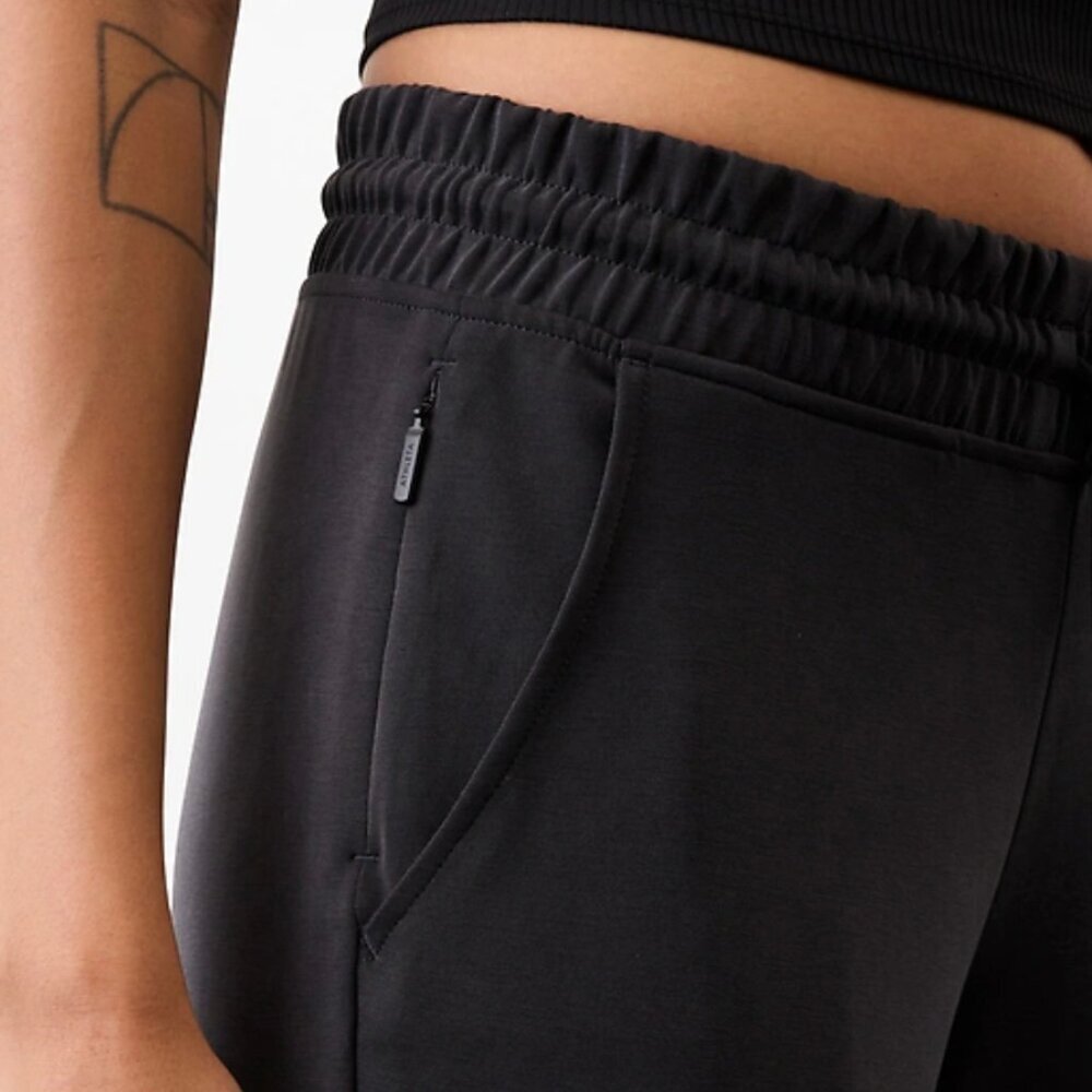 Athleta NWT Seasoft Mid Rise Straight Slightly Flared Lounge Pant, Black, M - Picture 14 of 15